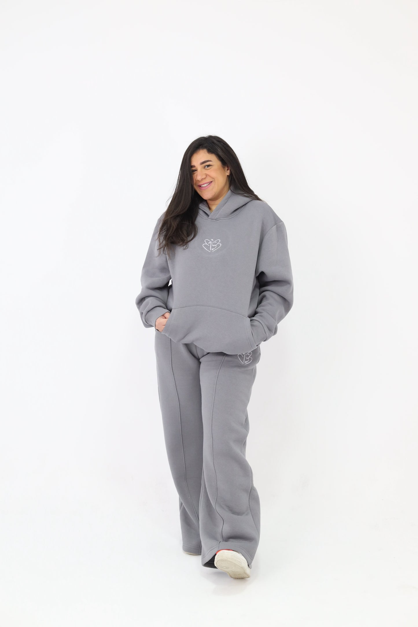 Signature Embroidered Hoodie In Grey