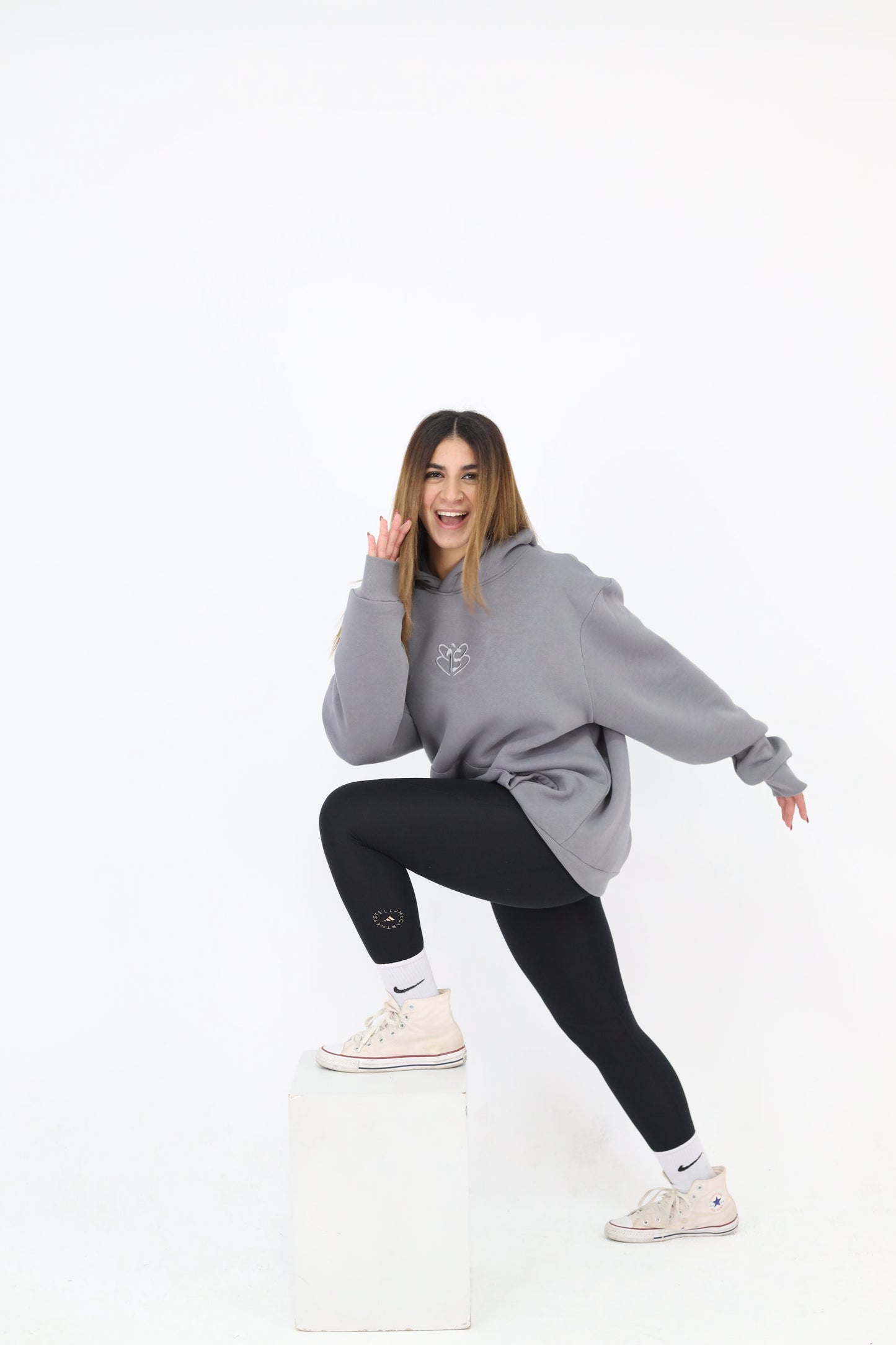 Signature Embroidered Hoodie In Grey