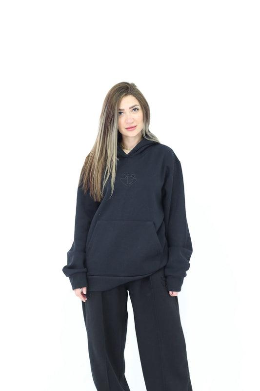 Signature Embroidered Hoodie In Black