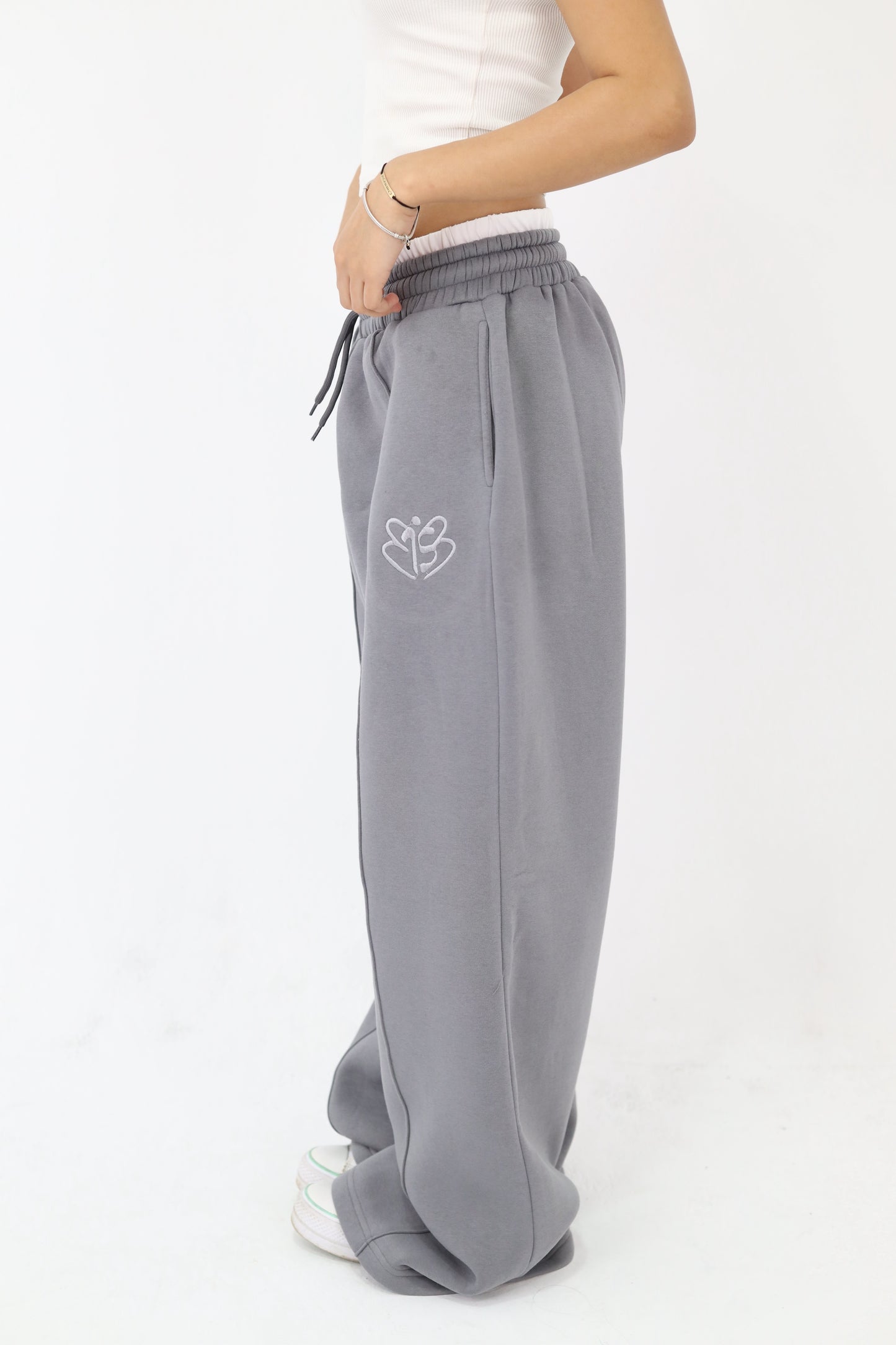 Signature Embroidered Boxer Sweatpants In Grey