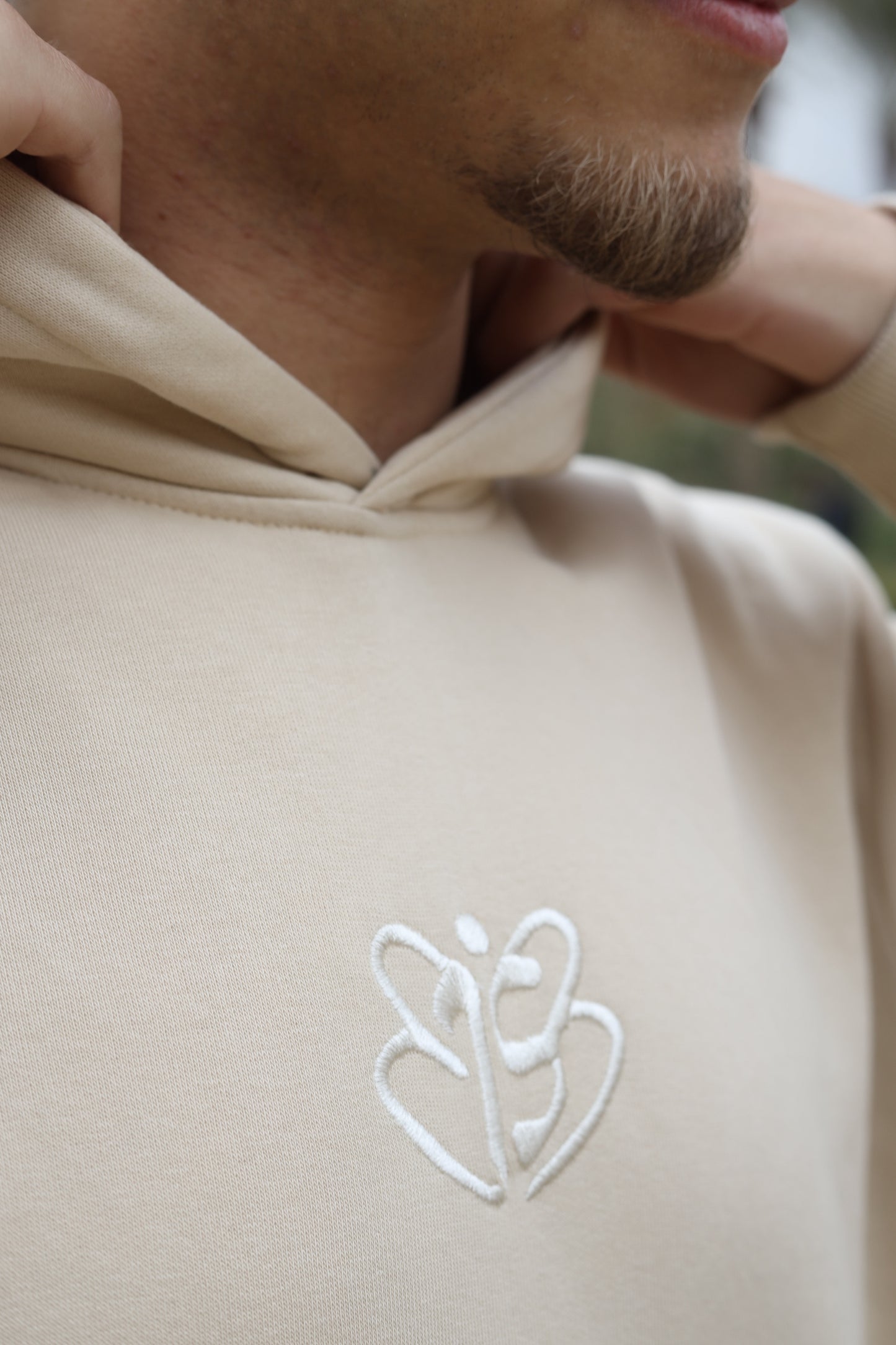 Signature Embroidered Hoodie In Cream