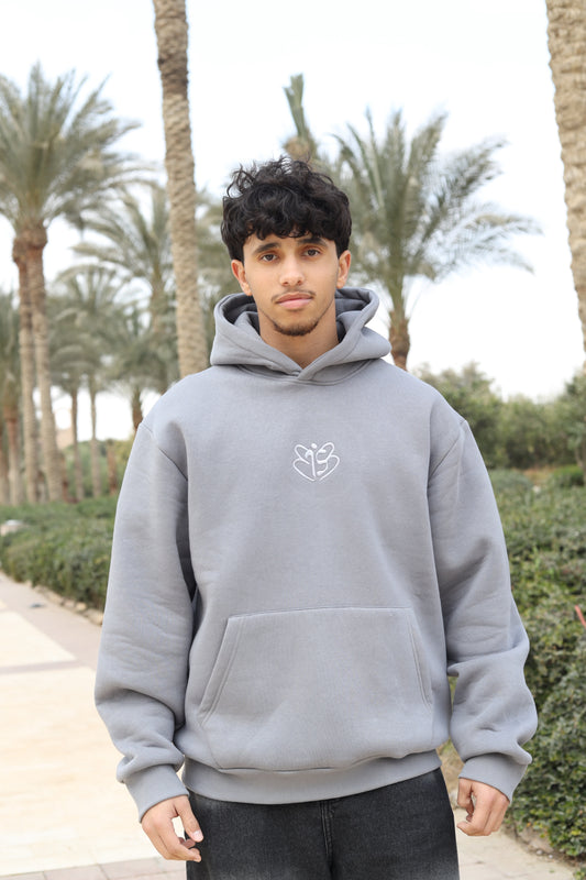 Signature Embroidered Hoodie In Grey