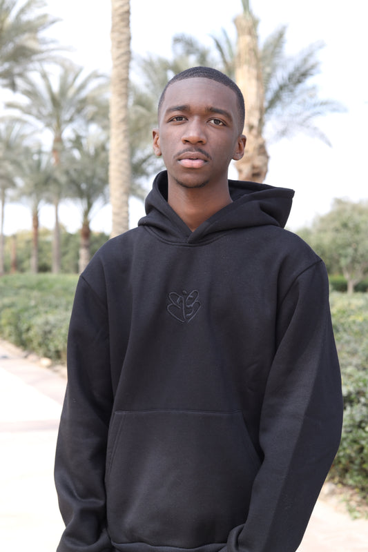 Signature Embroidered Hoodie In Black