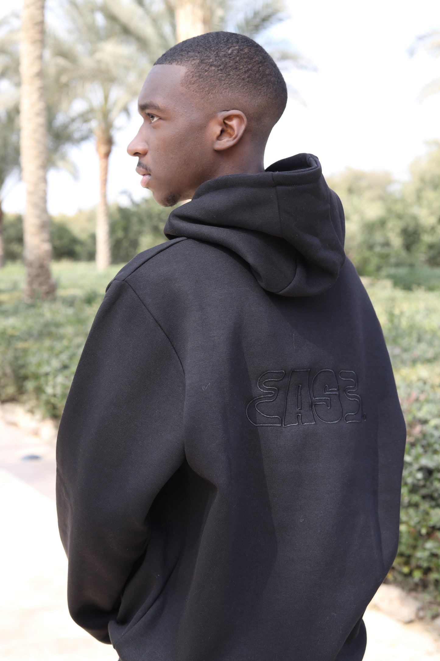 Signature Embroidered Hoodie In Black