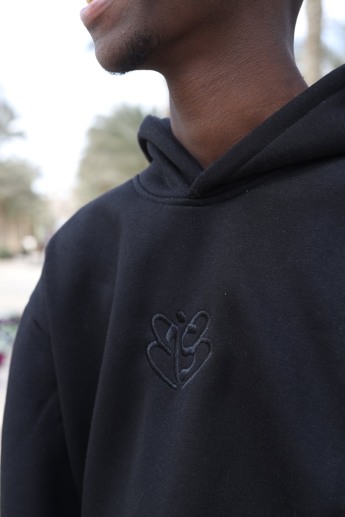 Signature Embroidered Hoodie In Black