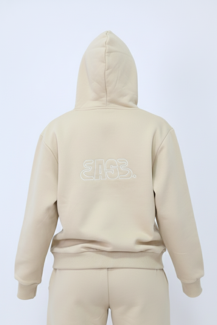 Signature Embroidered Hoodie In Cream