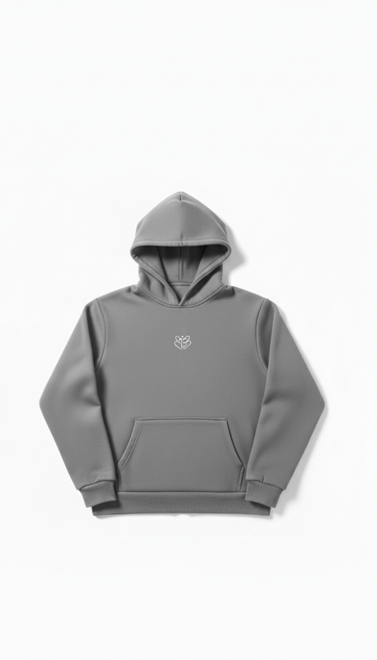 Signature Embroidered Hoodie In Grey