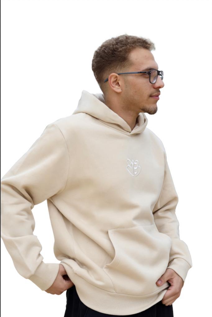 Signature Embroidered Hoodie In Cream