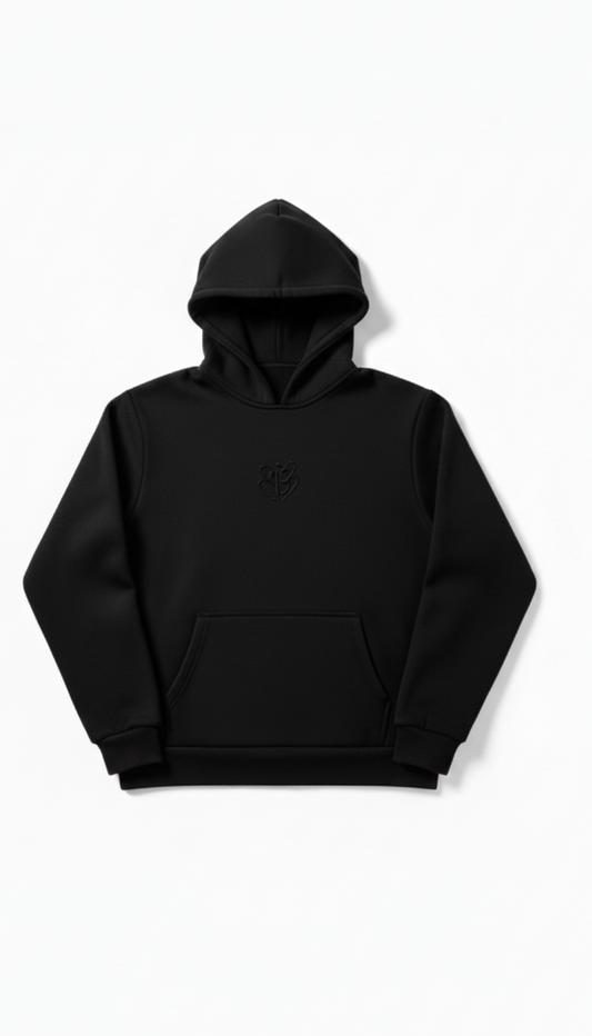 Signature Embroidered Hoodie In Black